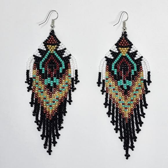 Drumming To The Beat Boho Beaded Earrings - Picture 1 of 7